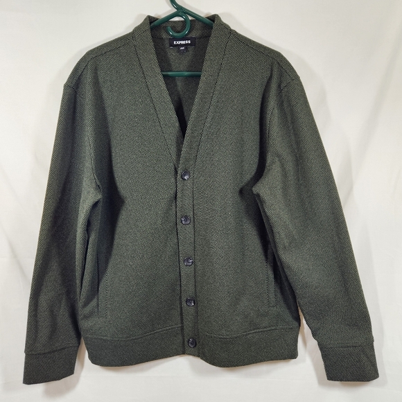Express Other - express men grandpa cardigan sweater sz L green vneck heritage classic old money